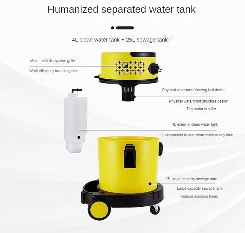 1600w Wet Dry Vacuum 2-in-1 Upholstery Cleaner, Carpet Cleaner and Wet Dry Vacuum, 25l Stainless Steel Container