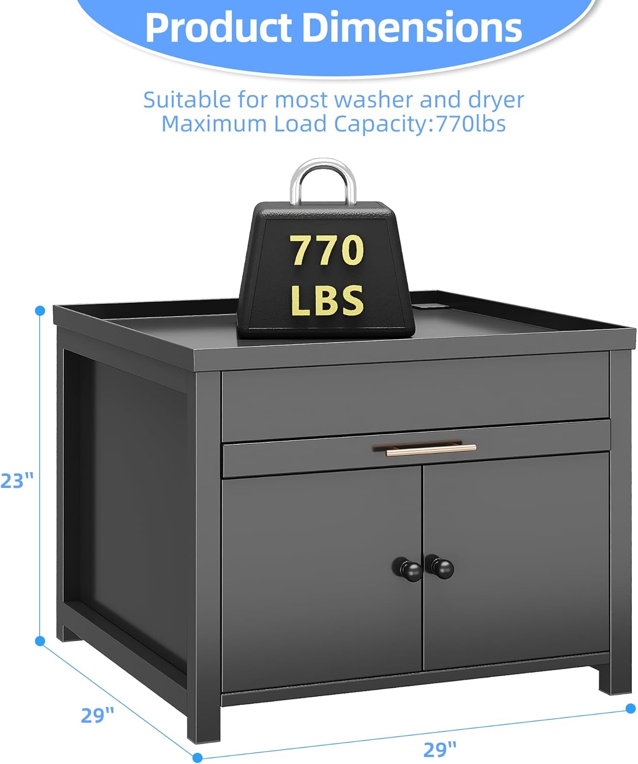 Laundry Pedestal for Washer and Dryer, Heavy Duty Metal Washer Dryer Pedestal Stand With Basket Shelf, 29