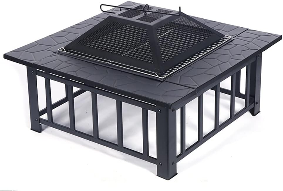 Suqre Metal Tabletop Fire Pit, Outdoor Wood Burning Firepit Heating and BBQ Grill Dual-use, Perfect for Garden Backyard Xmas Patio
