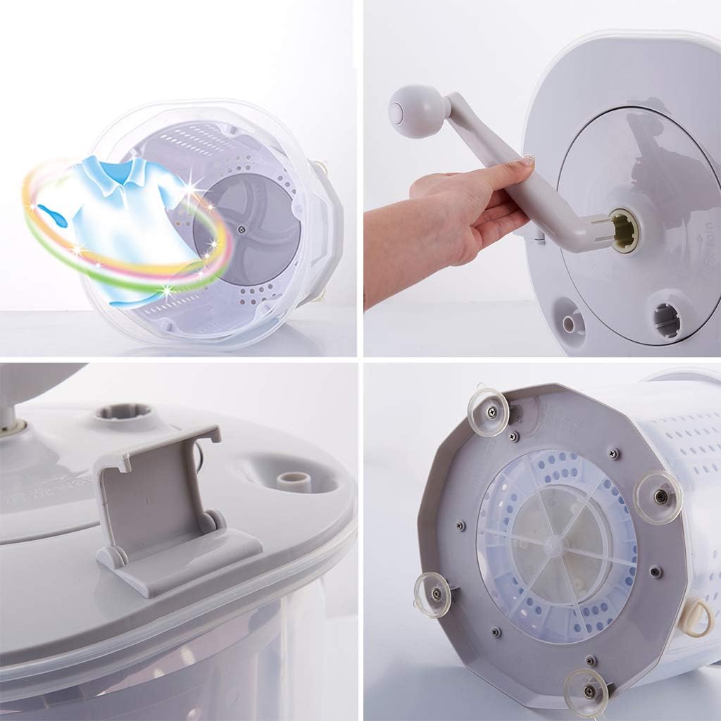 Portable Eco Mini Washing Machine, Hand Cranked Manual Clothes Non-Electric Washing Machine and Spin Dryer,Easy to Use, Suitable for Small Clothes, Underwear, RVs, Camping