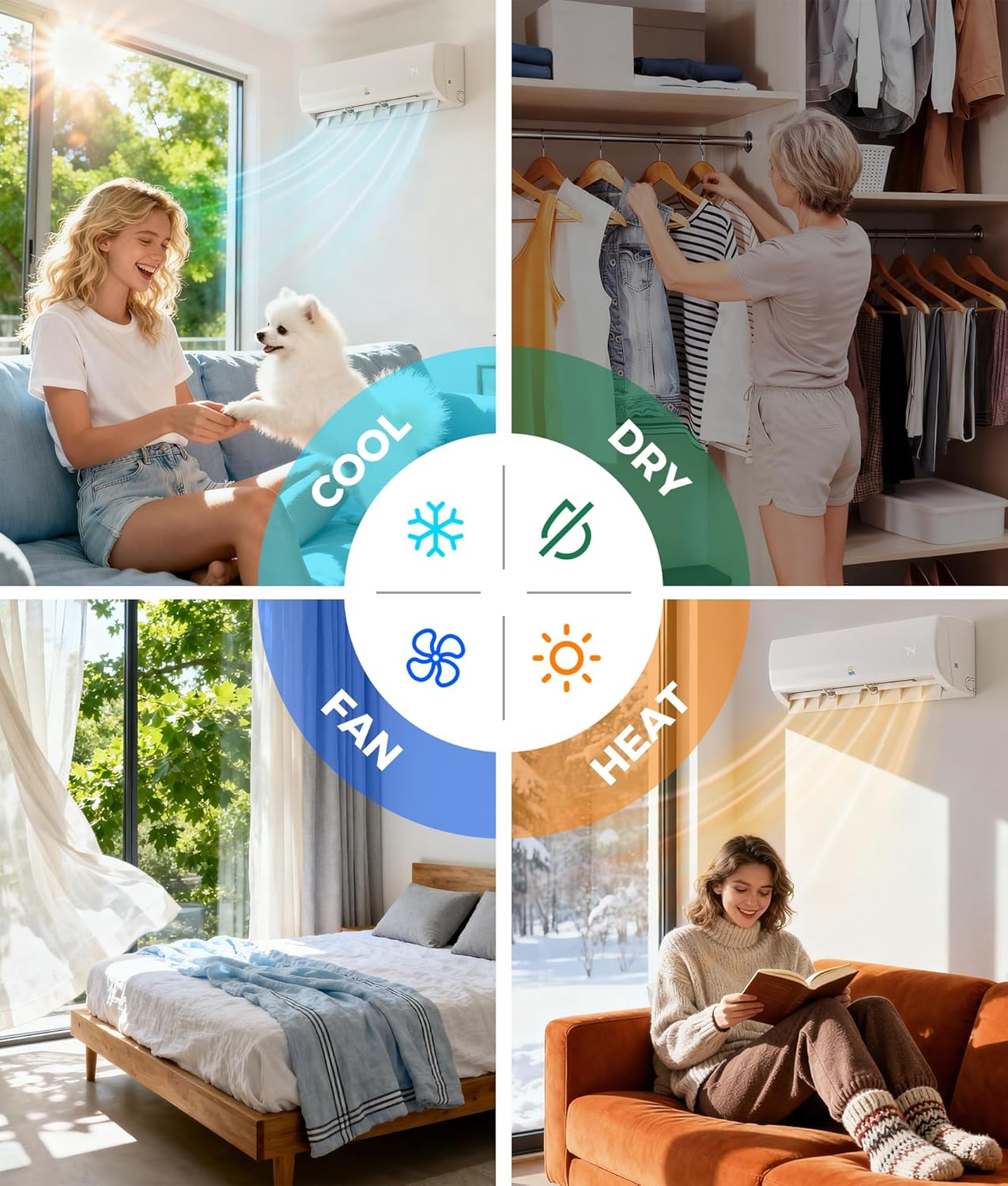 Mini Split Ac/Heating System - 11500 BTU Ductless Pre-Charged Mini Split Air Conditioner with Heat Pump, 17 SEER2 115V Energy Efficient Ac Unit Up to 750 Sq.Ft, Complete Installation Kit