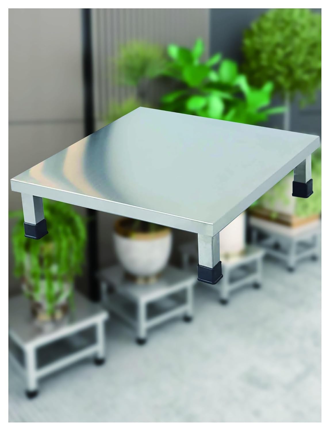 Stainless Steel Fridge Stand, Laundry Pedestal Washing Machine Tray Mat, Raised Shelf Base for Various Furniture and Household Appliances, No Assembly(H40cm/15.7in,50X50CM/19.6X19.6IN)