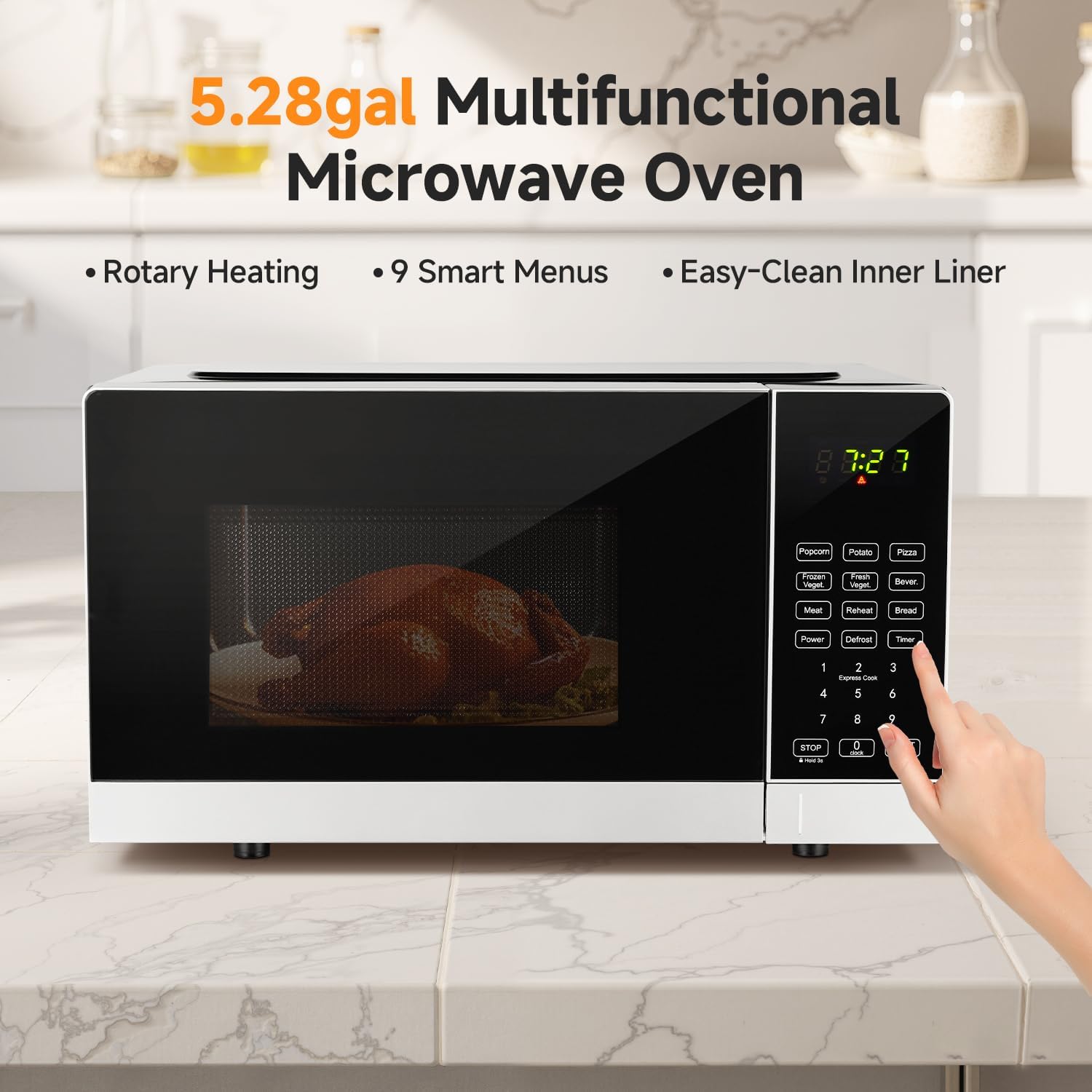 AMZCHEF Small Microwave Oven with 9 Auto Menus & Child Lock, LED Lighting, 0.7 Cu Ft, 700W - Kitchen Appliances Easy Cleaning,Suitable for Gifts,Quick Cooking For Family and Company Gatherings