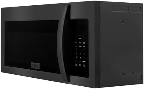 ZLINE Over the Range Convection Microwave Oven in Black Stainless Steel with Modern Handle and Sensor Cooking
