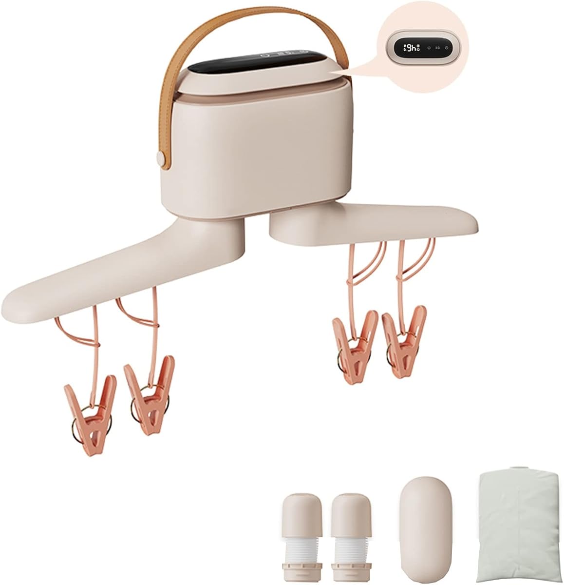 Mini Electric Clothes Drying Rack,Low Noise Clothes Dryer,Portable Dry Machine, Fast Dryer,for Clothes Shoes (Color : Pink)