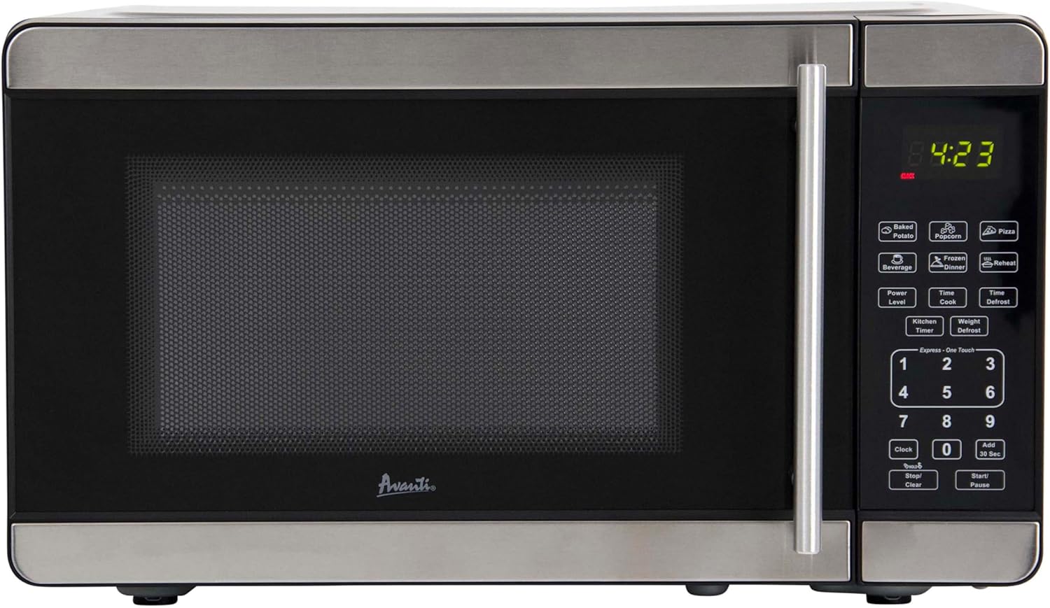 Avanti Microwave Oven 700-Watts Compact with 6 Pre Cooking Settings, Speed Defrost, Electronic Control Panel and Glass Turntable, 0.7-Cu.Ft., Metallic