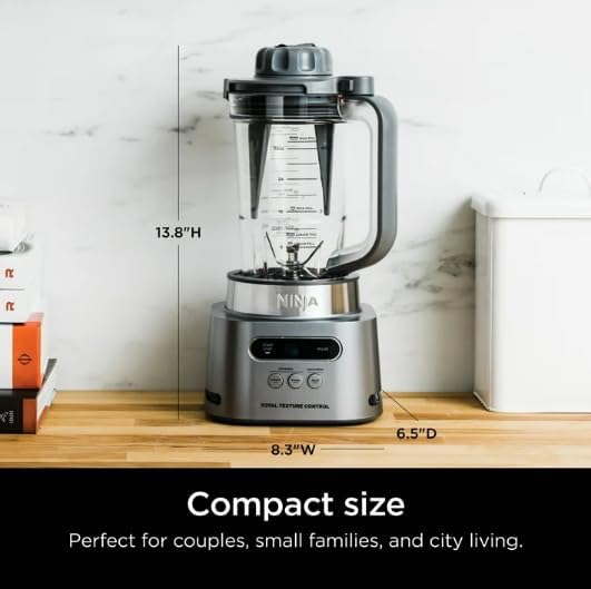 Ninja TWISTi Blender DUO (SS150), High-Speed 1500 W, Smoothie Maker & Nutrient Extractor, 3 Functions Smoothie, Frozen Drinks & Bowls, smartTORQUE, 34-oz. Pitcher & 18-oz. To-Go Cup, Cloud Silver (Renewed)