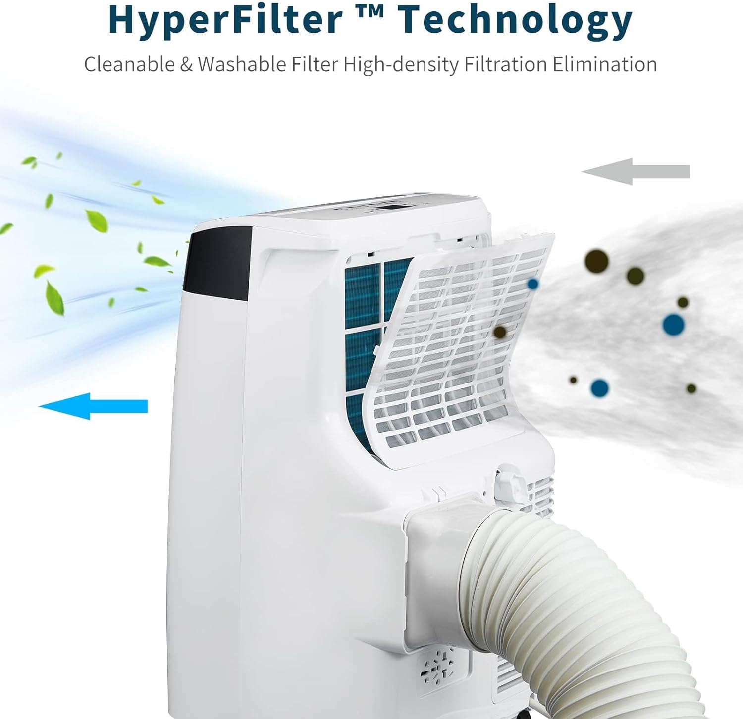 10,000 BTU Portable Air Conditioner for 350-450 Sq.Ft, 3-in-1 AC Unit with Dehumidifier & Fan, 61Pint/Day, Follow Me Function, Digital Display, Window Mounting Kit & Remote Control, Black & White