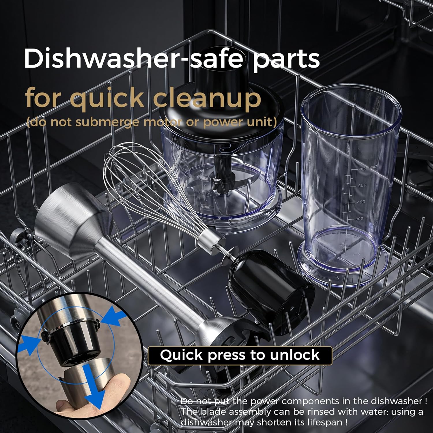 TALIA Immersion Hand Blender with Gift Box, Stainless Steel Stick Blender, Variable Speed & Turbo, Dishwasher-Safe, Anti-Splash, for Smoothies, Soups, Baby Food, Puree & Shakes