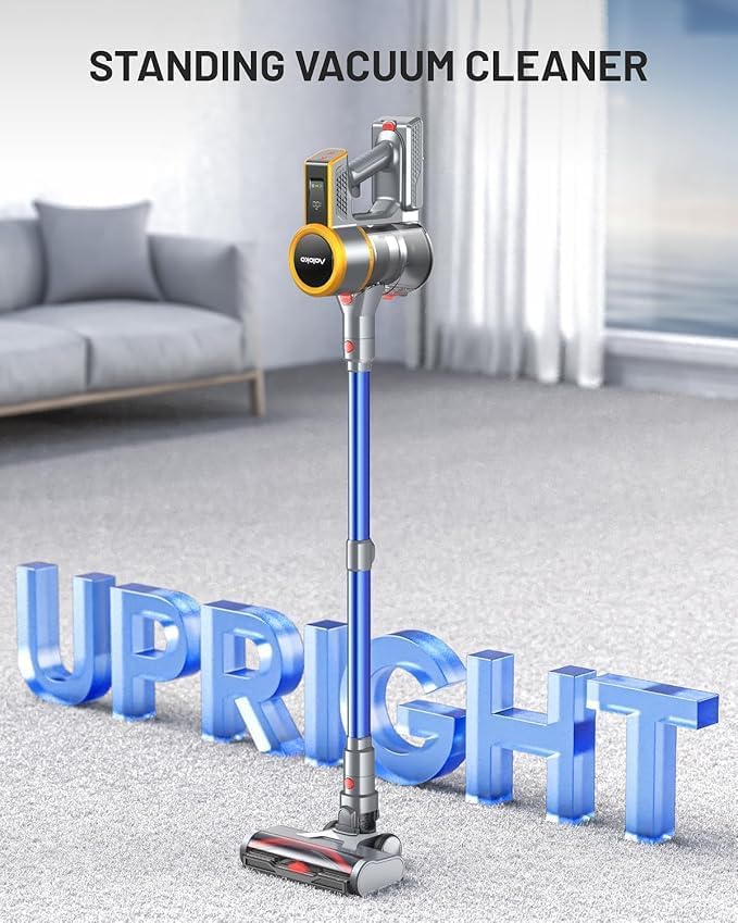 Cordless Vacuum Cleaner, 550W/45KPA 60Mins Runtime Vacuum Cleaners for Home with LED Display,Self-Standing Anti-Tangle Stick Vacuum Cleaner,1.5L Dust Cup Vacuum for Pet Hair, Carpet, Hard Floors