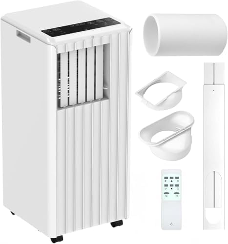 8,000 BTU Portable Air Conditioner – 3 in-1 AC Units Cooling, Dehumidifier & Fan for Rooms Up to 350 sq.ft. Quiet Sleep Mode, 24H Timer Saves Energy, Remote Control Includes Window Kits