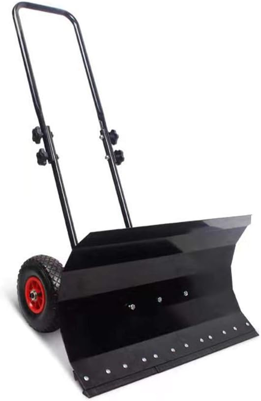 Two-Wheeled Snow Plow Thickened Hand-Push Wheeled Portable Snow Plow and Snow Removal Tool Cart Single Pole Double Pole (Double Pole)