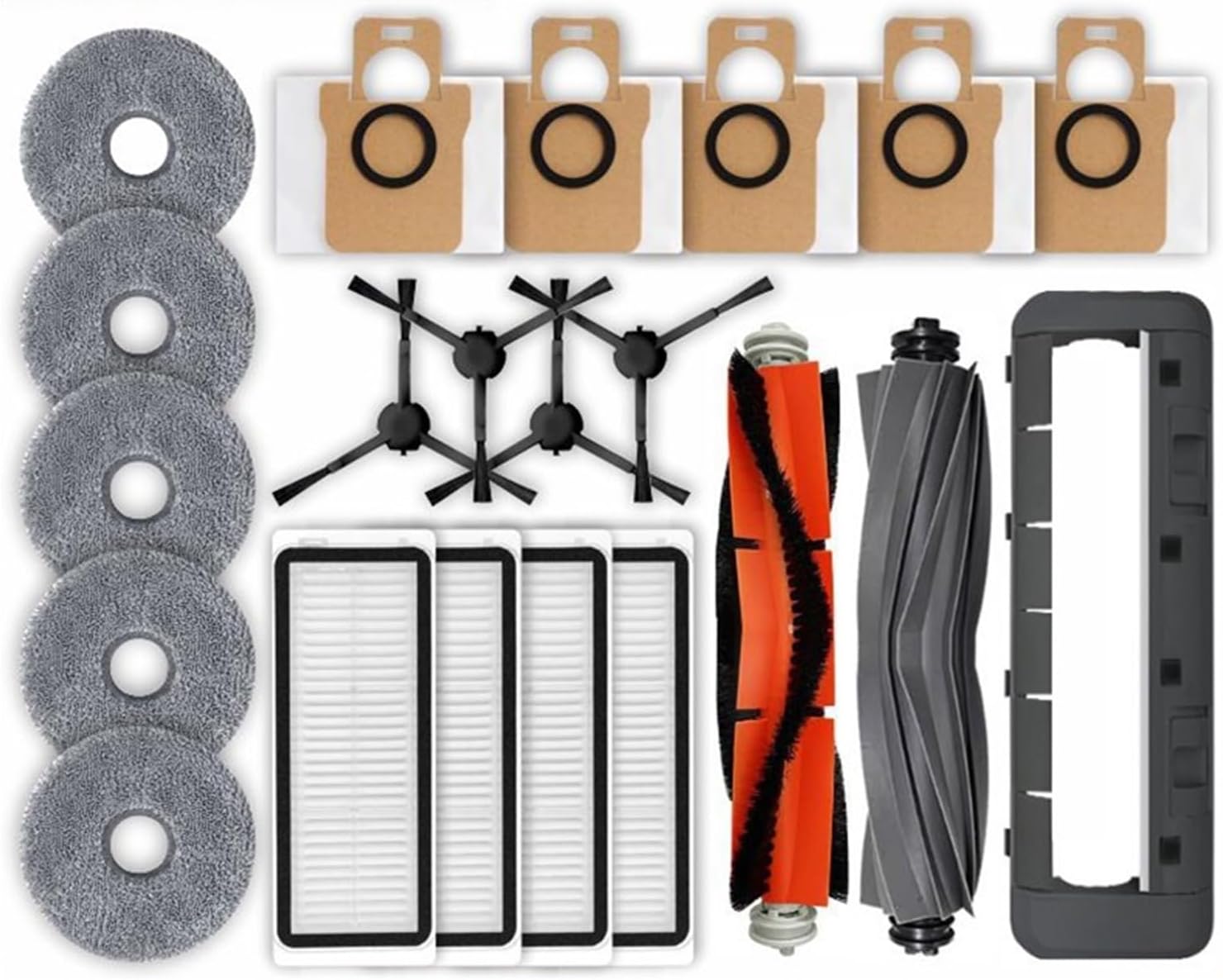 Vacuum Cleaner Main Side Brush Hepa Filter Mop Dust Bag Replacement Parts，Compatible for Dreame Bot L20 Ultra / X20 Pro(20PCS B)