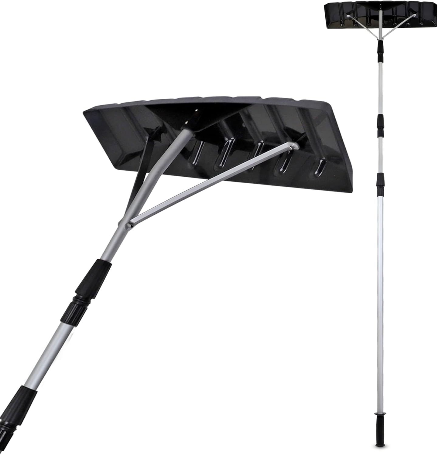 Snow Rake Shovel for Roof Cleaning, with 21 Feet Twist-N-Lock Extendable Lightweight Aluminum Handle