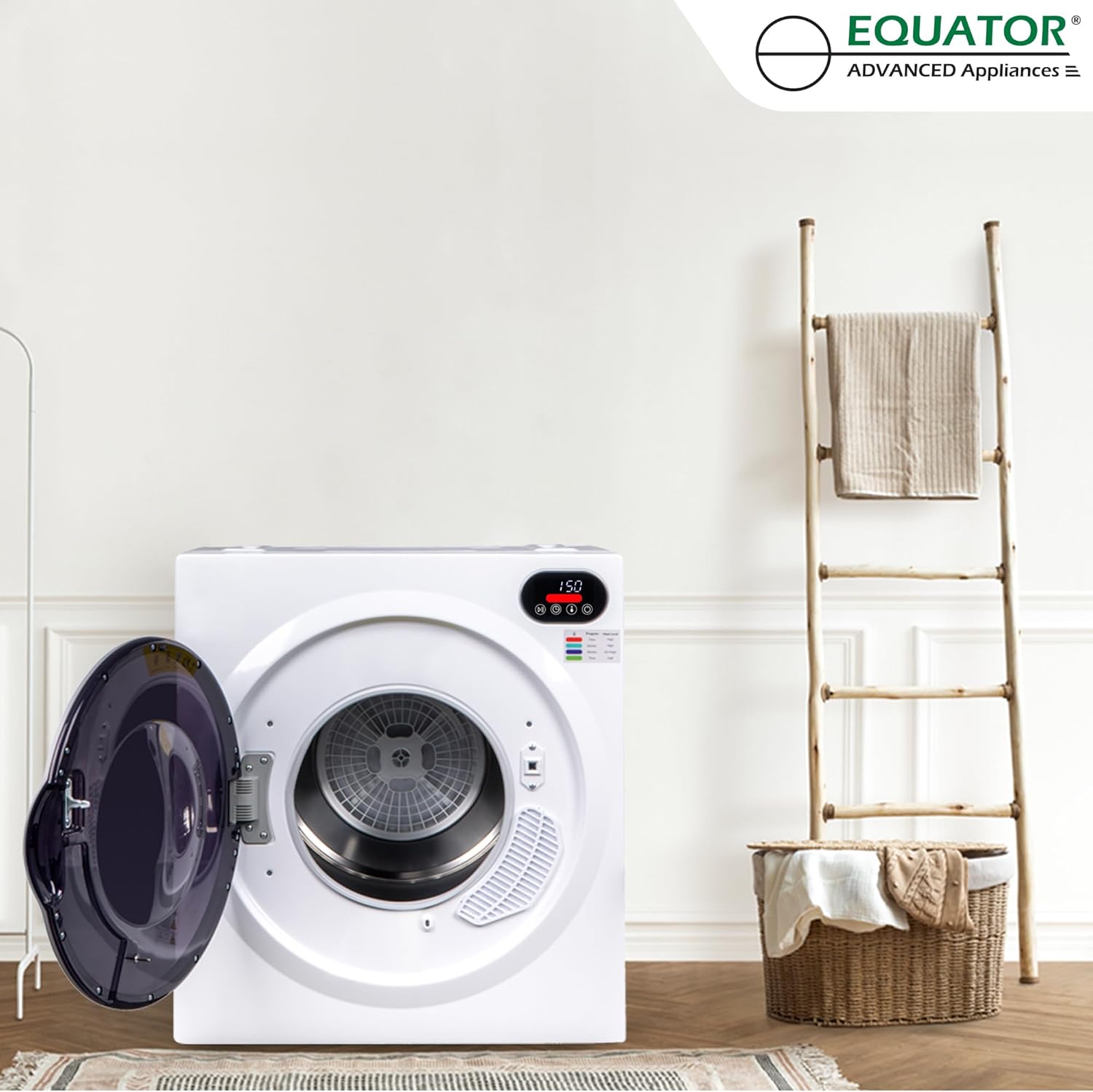 Equator Ultra Compact Short Vented SENSOR Dryer 2.6cf/10lb LED Ops 110V/1400W in White