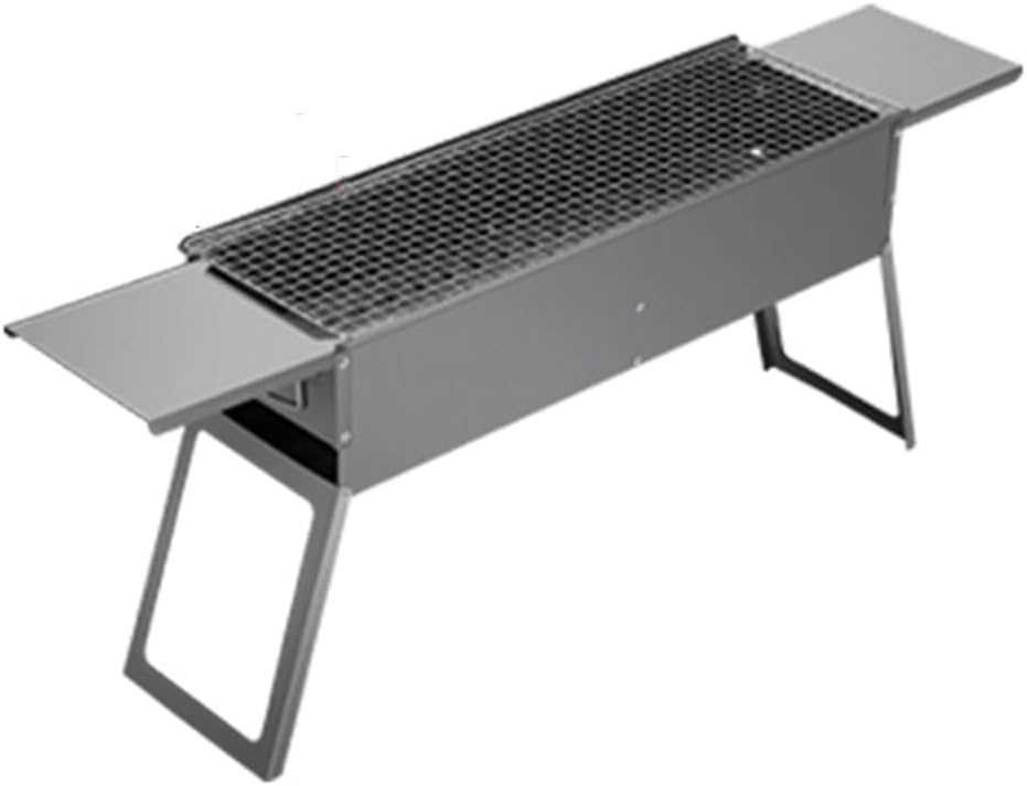 Portable Charcoal Grill, Stainless Steel Barbecue Grill Camping Smoker Grill for Outdoor Cooking Picnic Outdoor Garden Charcoal BBQ Grills Party (Silver 80 * 20cm)