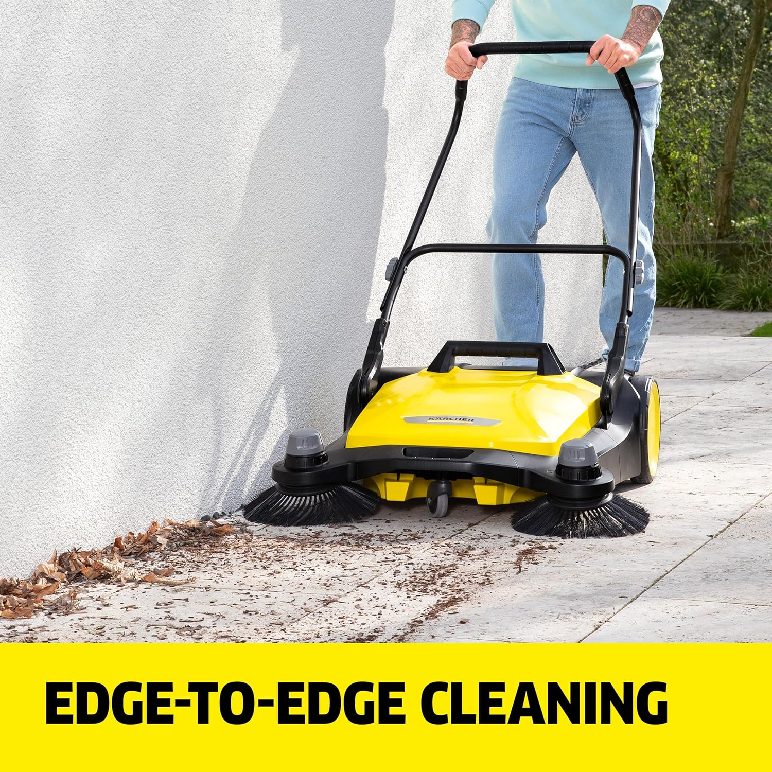Kärcher Walk-Behind Outdoor Push Sweeper S 6 Twin for Workshops, Warehouses or Garages - 6X Faster Than a Push Broom, 10 Gallon Capacity, 33.9