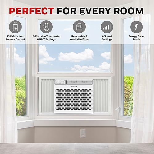 Honeywell 14,000 BTU Digital Window Air Conditioner, Remote, LED Display, 4 Modes, Eco, 800 sq ft Coverage