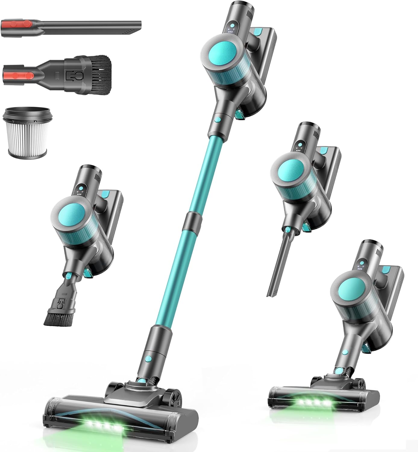 Dzaki Cordless Vacuum Cleaner, Stick Vacuum with Smart LED Display, 50KPA 55Mins Vacuum Cleaners for Home, Powerful Suction, Anti-Tangled Lightweight Rechargeable Vac for Pet Hair, Carpet