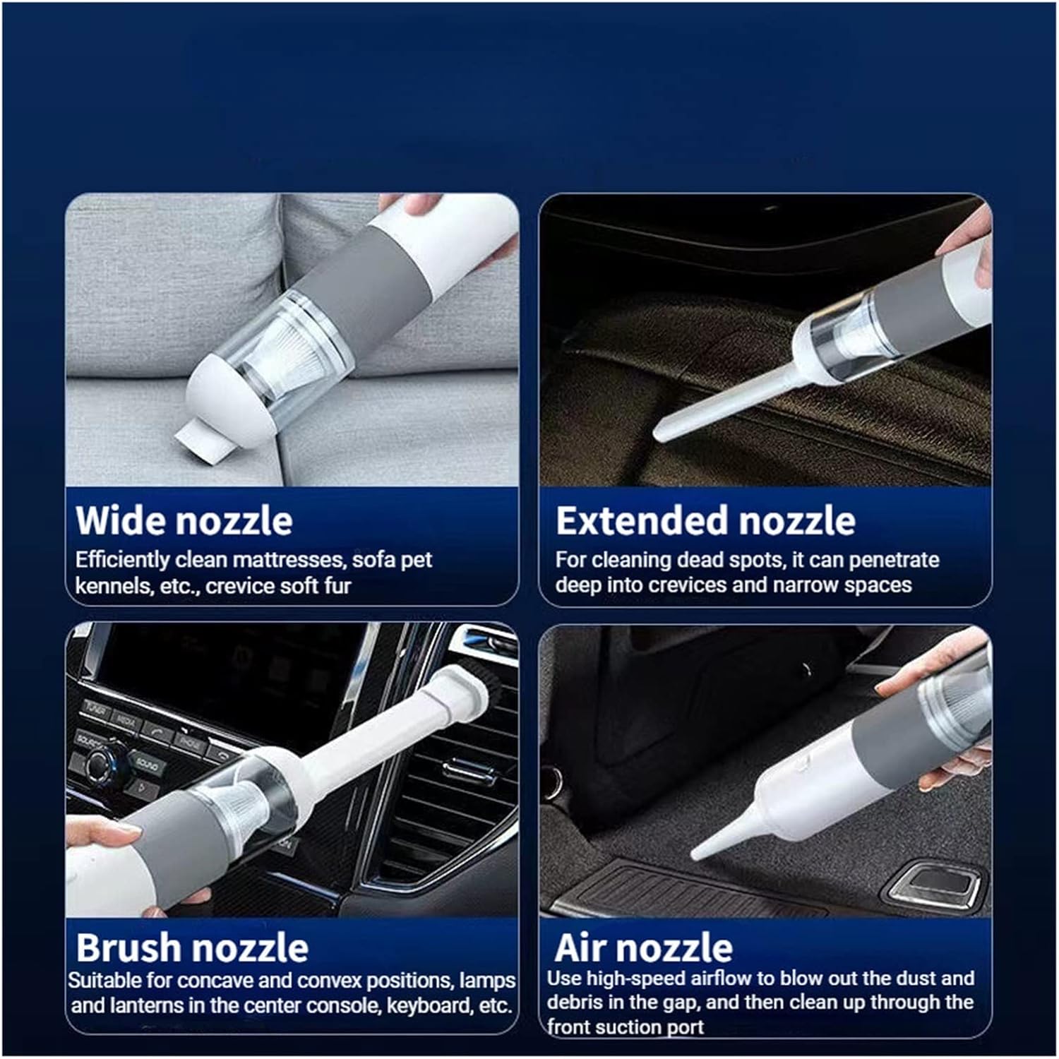 Portable Car Vacuum Cleaner Mini Handheld Vacuum Cleaner Car Smart Home Dual Purpose Wireless 2 (Color : C)