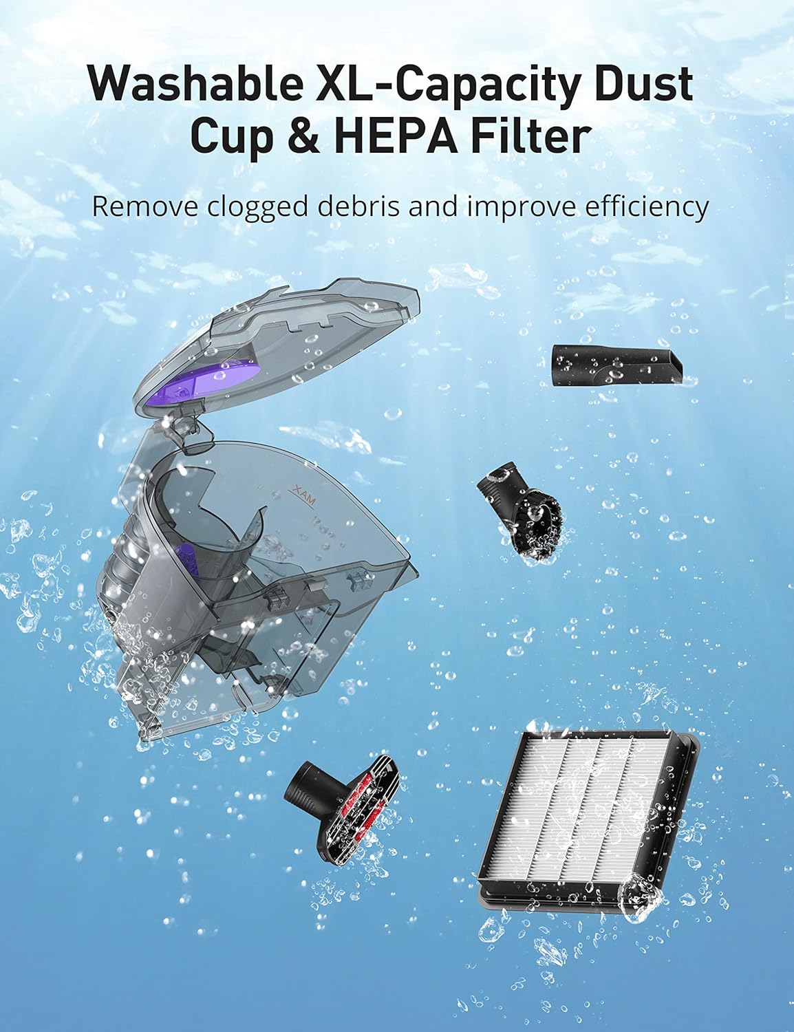 Aspiron Canister Vacuum, Upgraded 1600W Bagless Canister Vacuum Cleaner, Auto Cord Rewind, H13 HEPA Filter, 3.7Qt Large Capacity, 5 Tools for Hard Floors, Carpet, Pet, Upholstery, Tiles, Car, Lavender