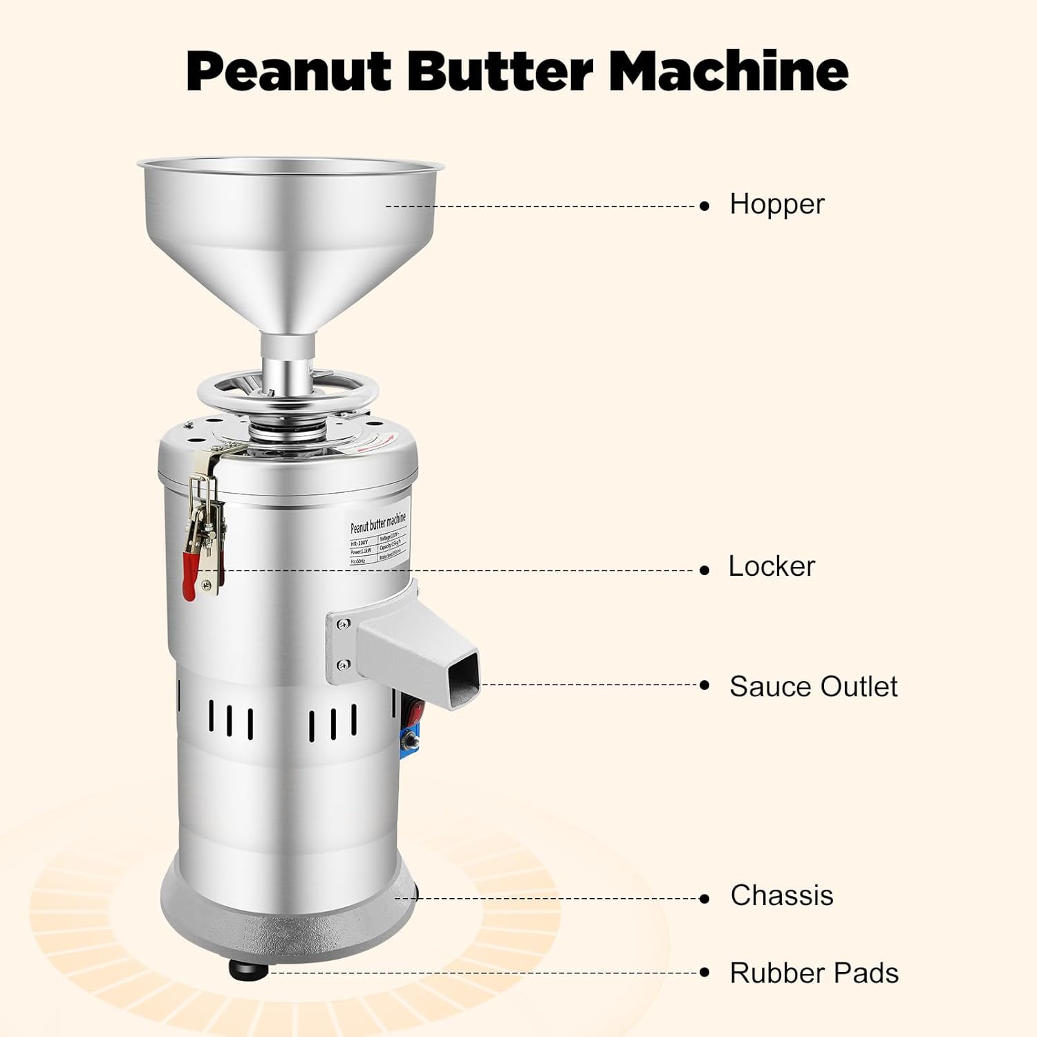 Peanut Butter Maker Machine Electric Grain Grinder Sesame Sauce Home Commercial for Groundnut Almond Cashew Nut and 110V 1100W 33lb/h Kitchen Dining Small Appliances Specialty Food Grinders Mills Low