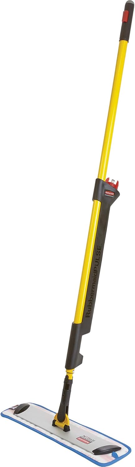 Rubbermaid Commercial Products HYGEN Pulse Single Sided Microfiber Spray Mop Kit for Hardwood/Tile/Laminated Floors Yellow Perfect for Kitchen/Lobby/Bathroom Cleaning