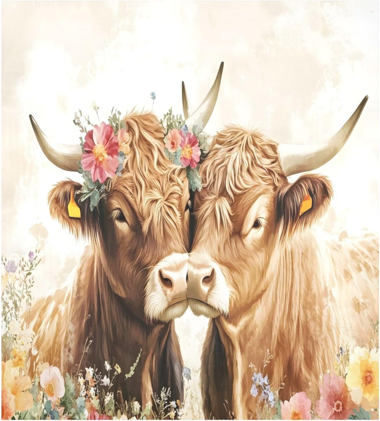 Dishwasher Magnet Cover Large Magnetic Stickers Two Highland Cows in Love Front Dishwasher Cover Reusable Decal for Home Kitchen Anti-Scratch Refrigerator Decorative Lid Washing Machine Laundry 23