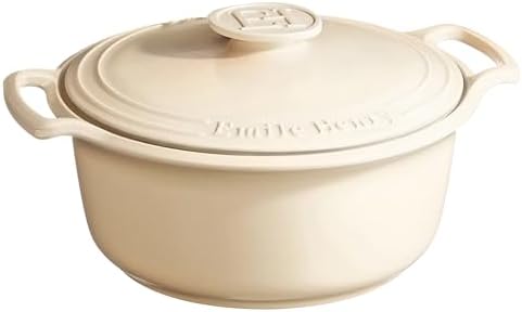 Emile Henry Made in France SUBLIME Ceramic 6 qt. Round Dutch Oven, Crème