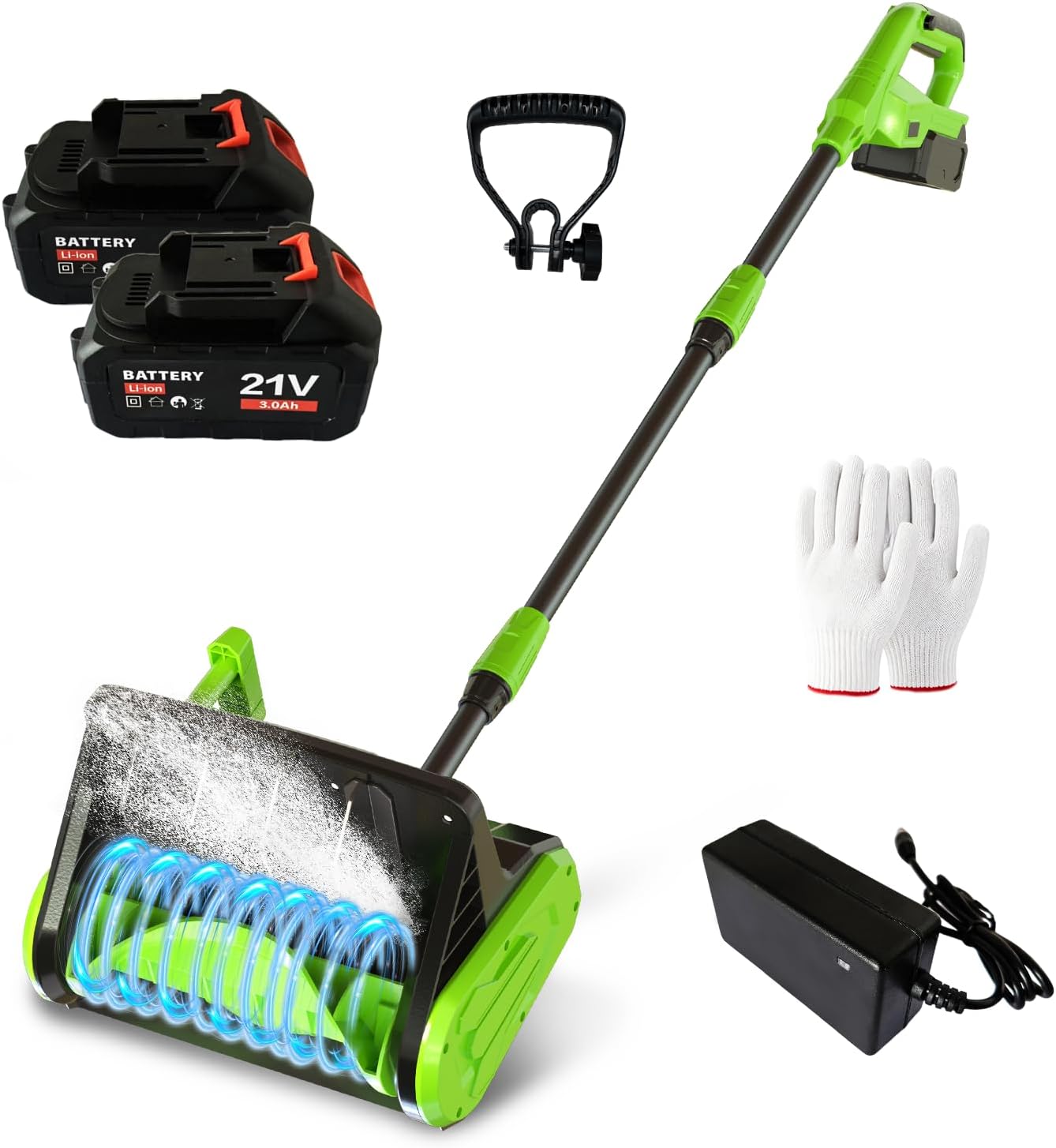 Cordless Snow Shovel with 2 Battery, Brushless Electric Snow Blower, Adjustable Armrests, 7.8