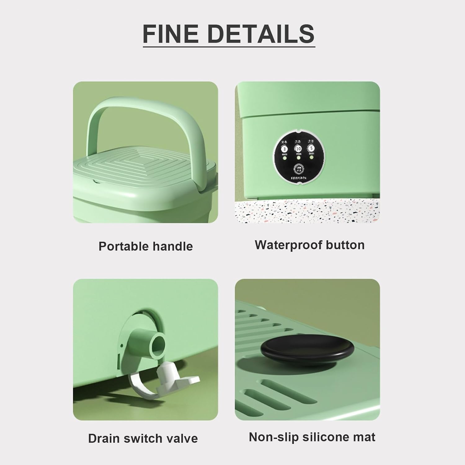 WHYATT Portable Washing Machine, 4.5L,Foldable Washing Machine Suitable Underwear, Sock, Baby Clothes, Travel, Camping