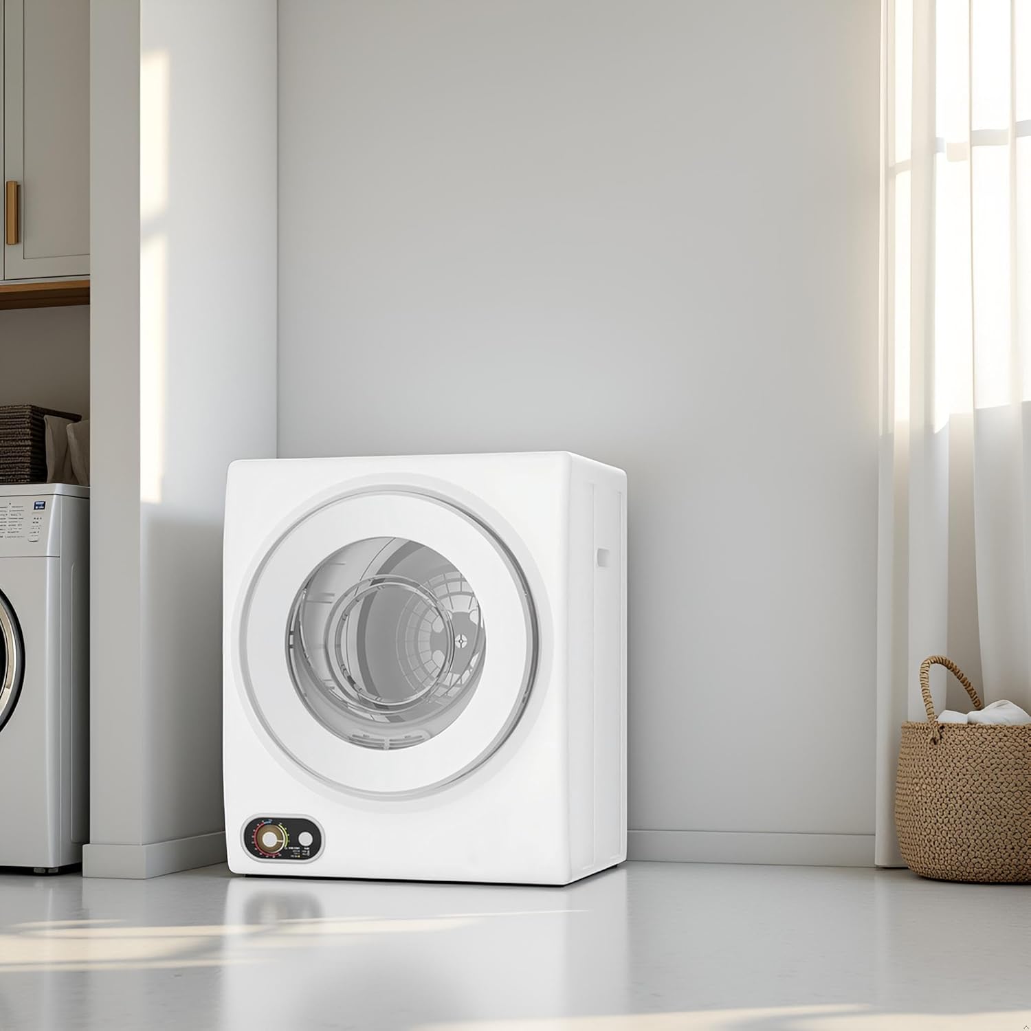 Elevon Portable Clothes Dryer, Compact Electric Dryer Compact Laundry 120V Stainless Steel Inner Tub, Electric Machine for Small Space, Apartments, hostels, RVs Portable Dryer, 1.5 Cubic Feet