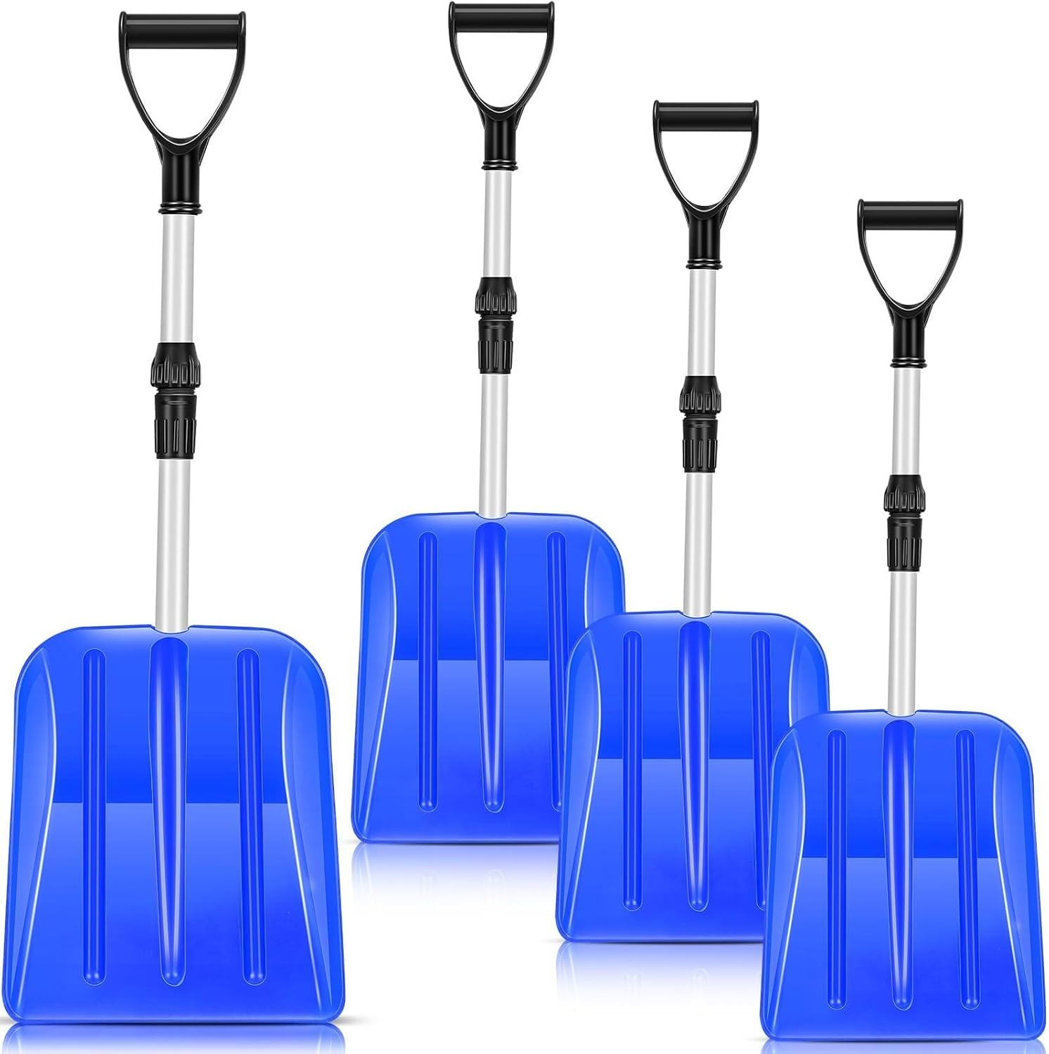 Portable Snow Shovels (4-Pack), Portable Beach Shovels, for Snow Removal in Yards, Gardens, and Outdoors(Blue)