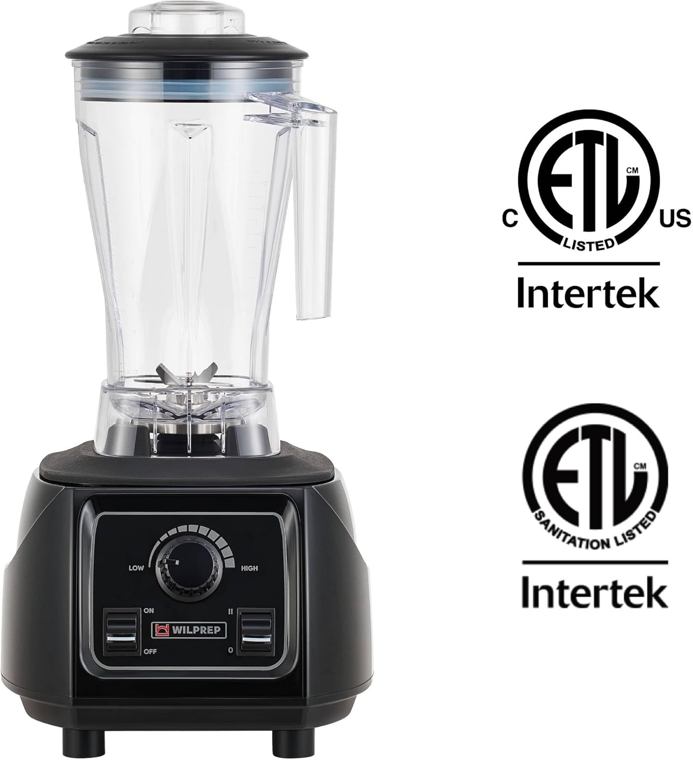 WILPREP Commercial Blender with 2 HP Motor, Stepless Speed Control, Toggle Switch, and 64 fl oz BPA Free Tritan Jar, for Smoothies, Shakes & Frozen Drinks, Black, ETL+NSF Certificated