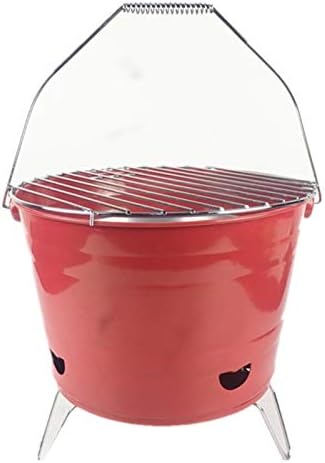 Outdoor Fire Pits Barrel Grill,Outdoor Charcoal Fire Pit,Household Portable Grill,Used for Camping,Picnic,Terrace,Backyard,Garden,Beach,27X23Cm,Blue/Red