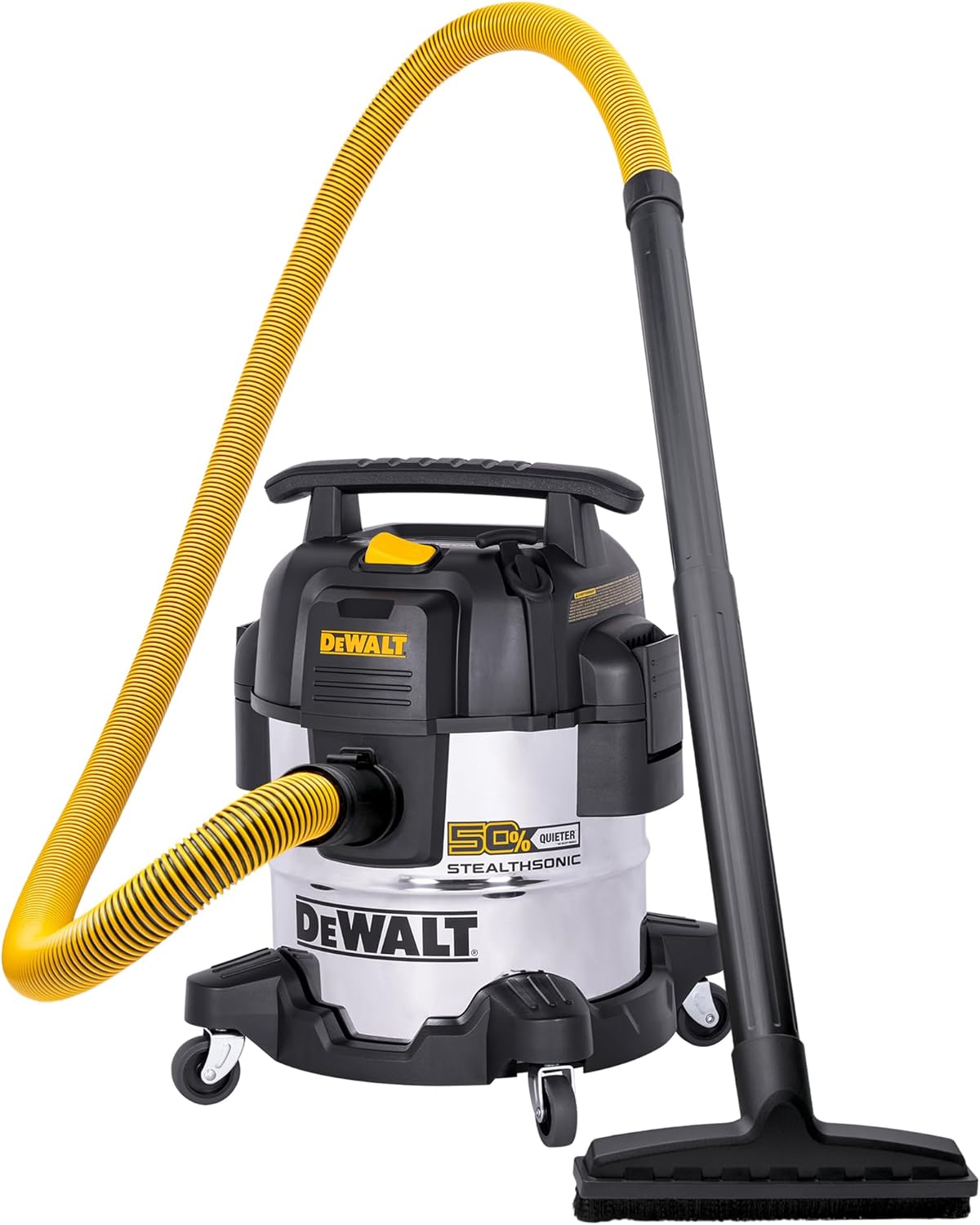 DEWALT 5 Gallon 4 HP STEALTHSONIC Shop Vacuum Wet and Dry DXV05S-QTB with 6 Dust Bags Ultra Quiet Stainless Steel Wet/Dry Vacuum Cleaner with Powerful Suction for Garage, Jobsite, and Workshop
