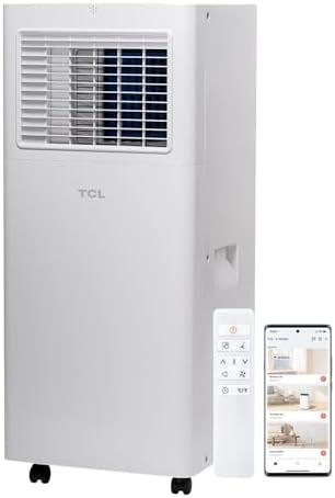 TCL H6P44W 6,000 BTU Smart Portable Air Conditioner, Fan & Dehumidifier, 250 Sq. Ft, Ultra-Compact Design, Remote Control, Compatible with Alexa/Google Assistant, Install Kit Included, White