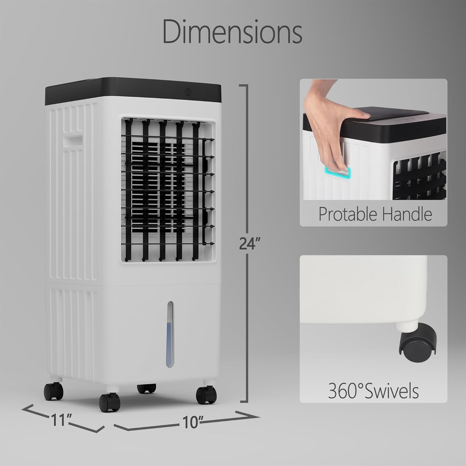 3-IN-1 Evaporative Air Cooler & Humidifier Fan, Energy Efficient Swamp Cooler with Remote, 3 Speeds, Timer - Indoor/Outdoor Cooling for Home, Room, Office, Low Energy AC Alternative