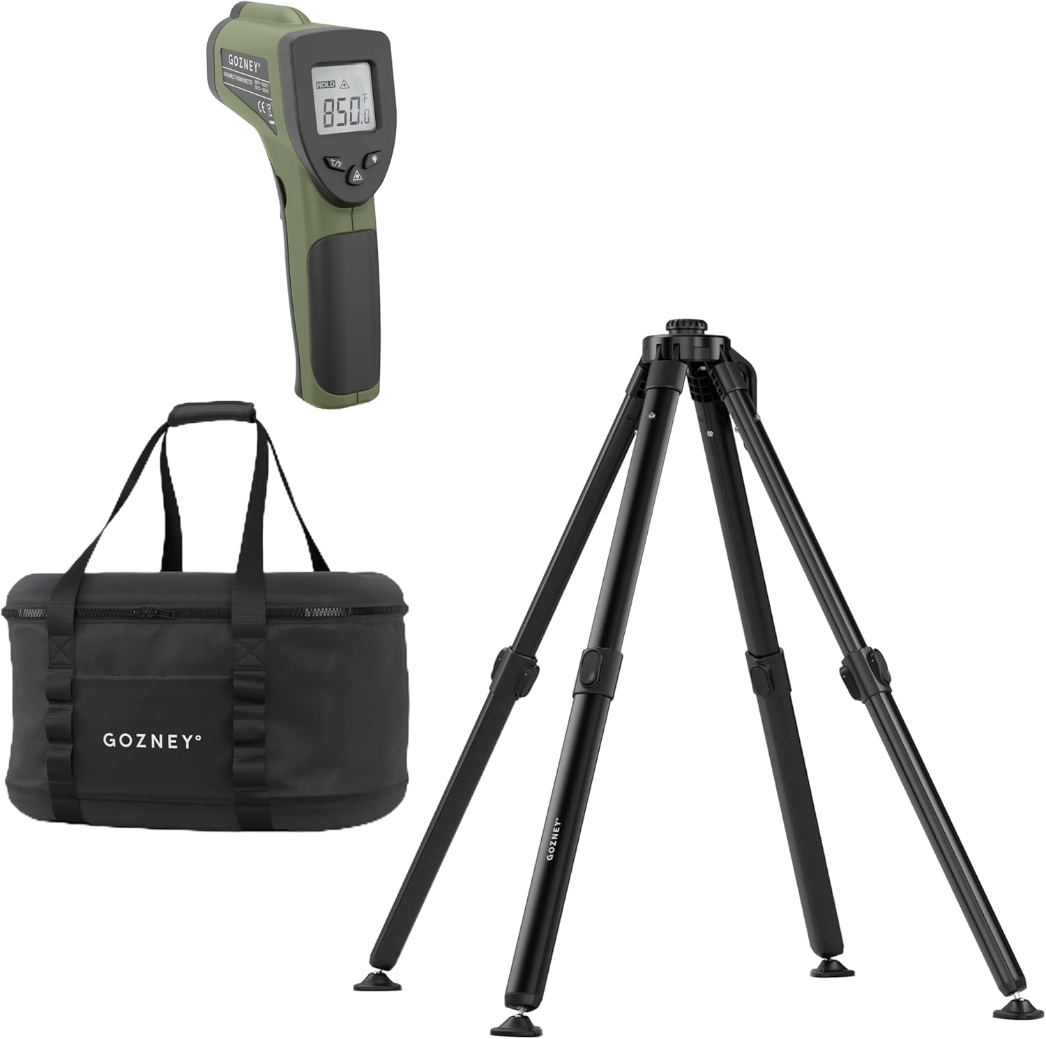 Gozney Tread Venture Pizza Oven Stand & Tread Venture Bag & Infrared Thermometer - Built-in Laser Thermometer with LED Screen - 9V Battery Included