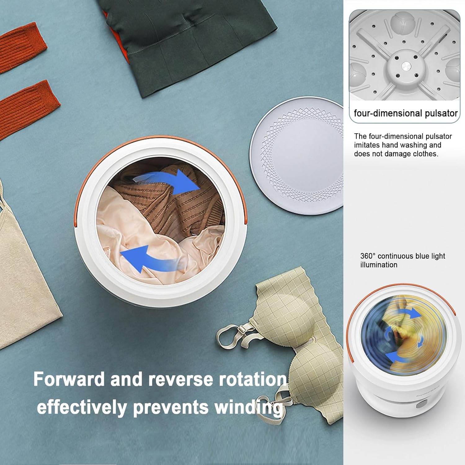 THAMBA 2023 Portable Washing Machine Folding Mini Washer Small Washer with 3 Modes Deep Cleaning Half Automatic Washer (Color : Gold, Size : Medium)