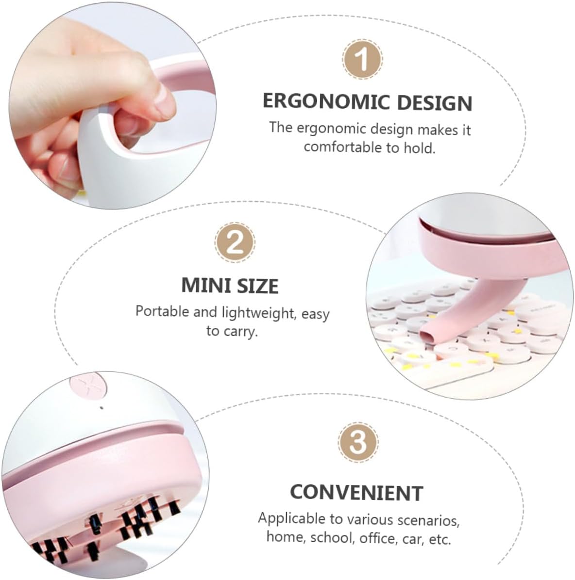 Portable Mini Table Vacuum Cleaner USB Rechargeable Handheld Dust Collector with Suction for Desktop Office Car Pet Hair Cleaning