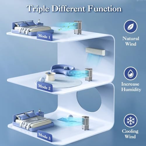 LifePlus Windowless Air Conditioner Evaporative Air Cooler Swamp Cooler 1800CFM Portable Cooling Fan with 4 Ice Packs, 12H Timer, Remote Control, 5.2 Gallon Water Tank for Indoor Patio