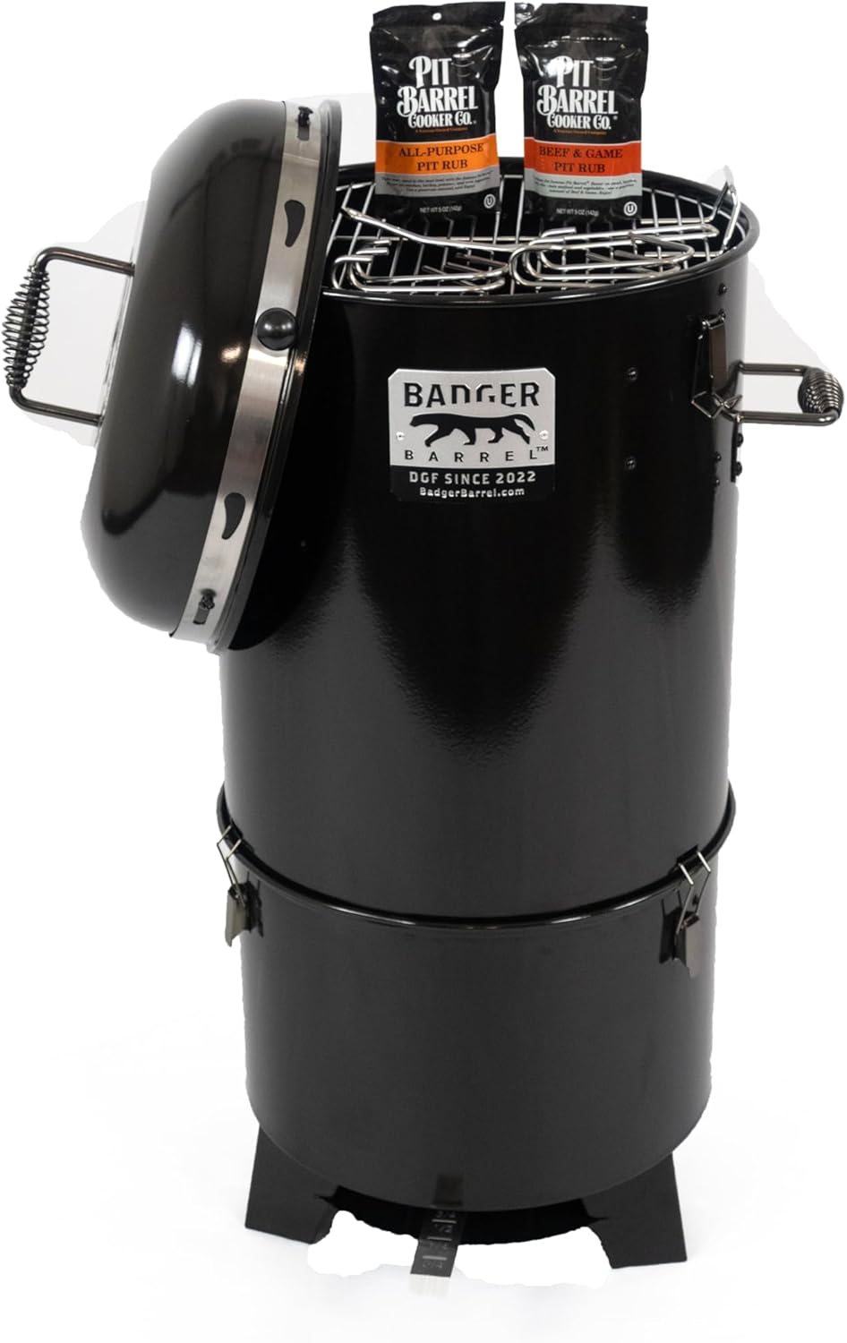 16.5-inch Badger Barrel Cooker | Charcoal Smoker | Hibachi Style Grill | Portable | Versatile