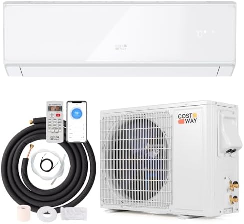 COSTWAY 24000 BTU Wifi Enabled Mini Split Air Conditioner & Heater, Energy Efficient, 21 SEER2 208-230V Inverter AC Unit Cools up to 1500 Sq. Ft. (White, 24000BTU, 208-230V, 21 SEER2-WIFI)