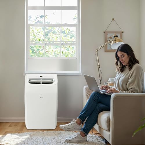 LG 8,350 BTU (DOE) / 12,000 BTU (ASHRAE) Smart Portable Air Conditioner, Cools 350 Sq.Ft. (14' x 25' room size),Smartphone & Voice Control works with LG ThinQ, Amazon Alexa and Hey Google, 115V
