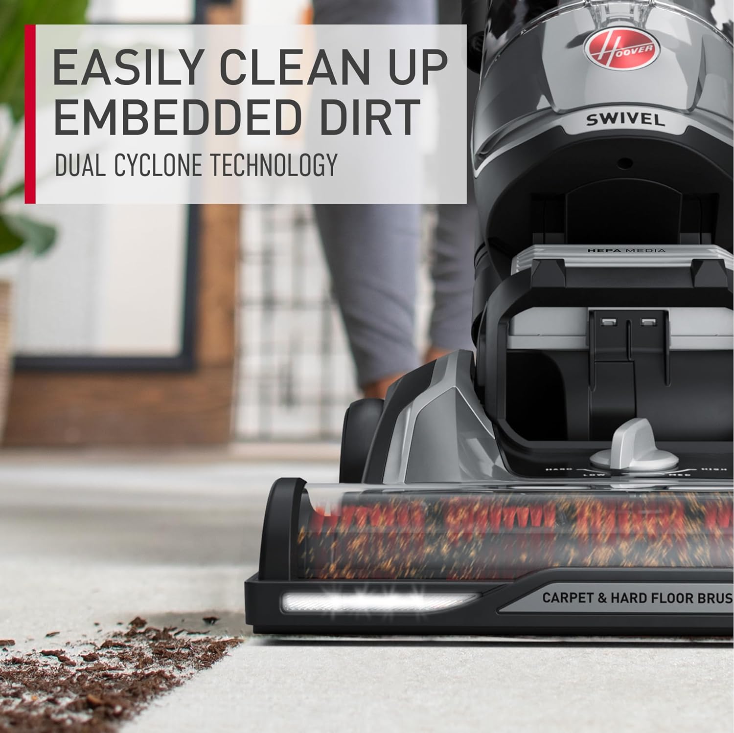 Hoover High Performance Swivel XL Vacuum Cleaner, Bagless Upright Vacuum, HEPA Media Filtration, MaxLife System, WindTunnel Technology, Corded Vacuum Cleaners for Home Use