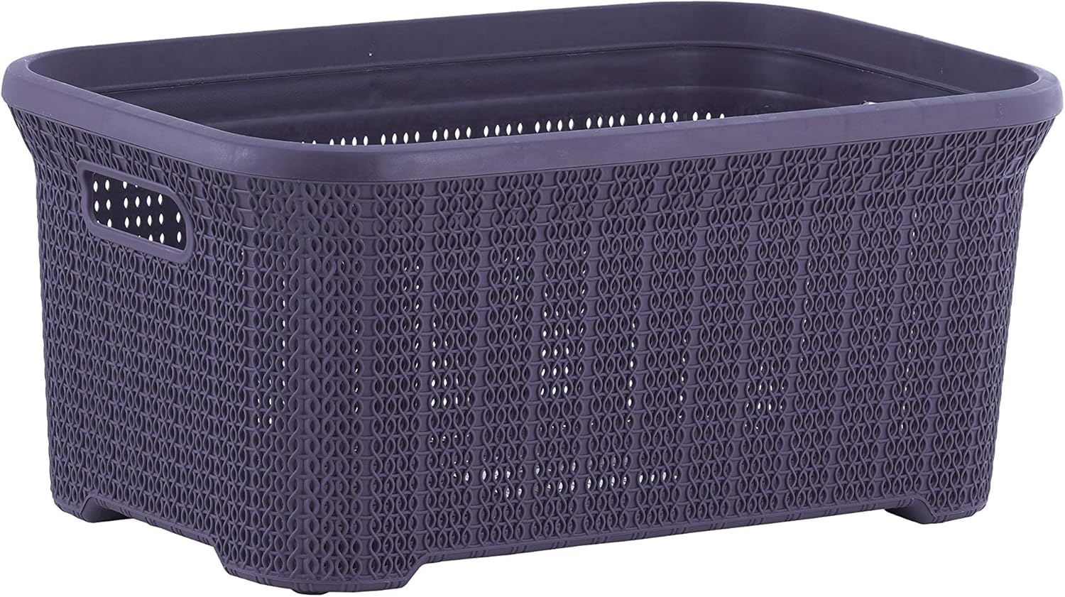 Superio Superio Laundry Basket Knit Style, with Cut Out Handles, Purple 40 Liter (637)