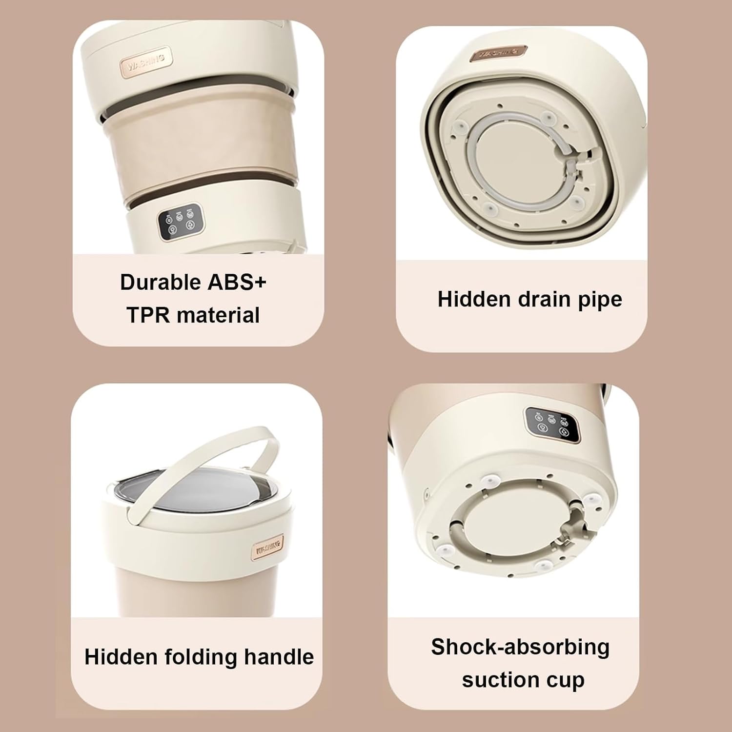 18.5L Portable Washing Machine, Mini Washer, 2 In 1 Foldable Small Smart Laundry Machine, Underwear Washing Machine, Deep Cleaning for Baby Clothes, Underwear, Socks, Apartment, RV, Travel(Pink)