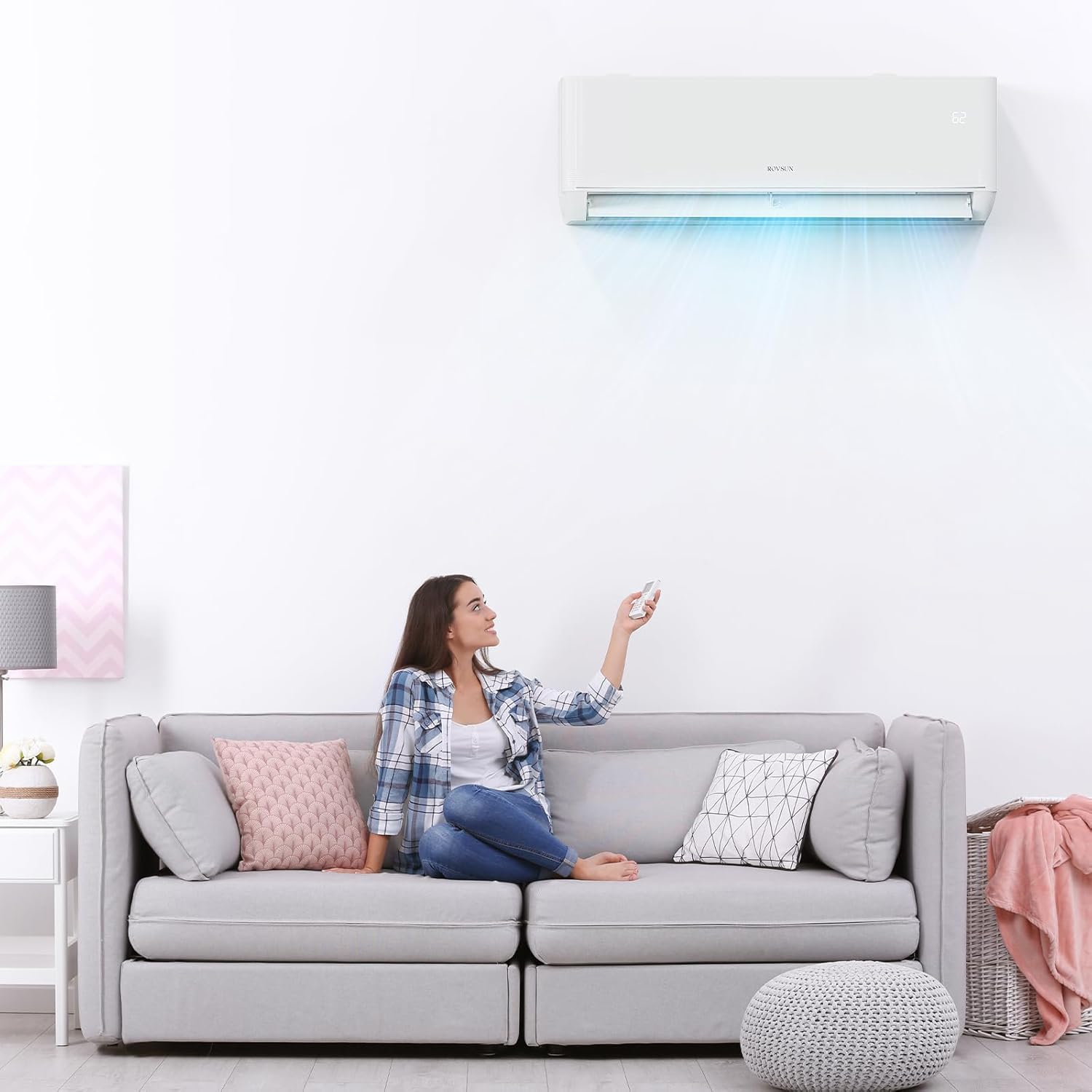 ROVSUN 18,000 BTU Mini Split AC/Heating System with Inverter, 23 SEER2 Energy Saving 230V Ductless Split-System Air Conditioner with Pre-Charged Condenser, Heat Pump, Remote Control & Installation Kit