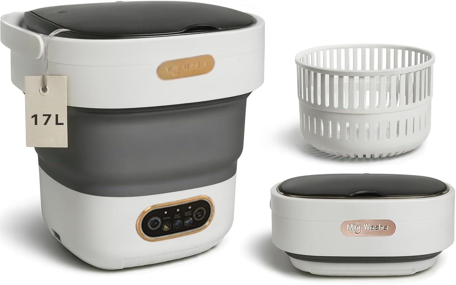 Portable Washing Machine, 17L / 4 Gal, Foldable Mini Washing Machine, Mini Portable Washer, Easy To Use, Quiet and User Friendly, Great for Dorms Small Apartments Travelling, 3 Modes